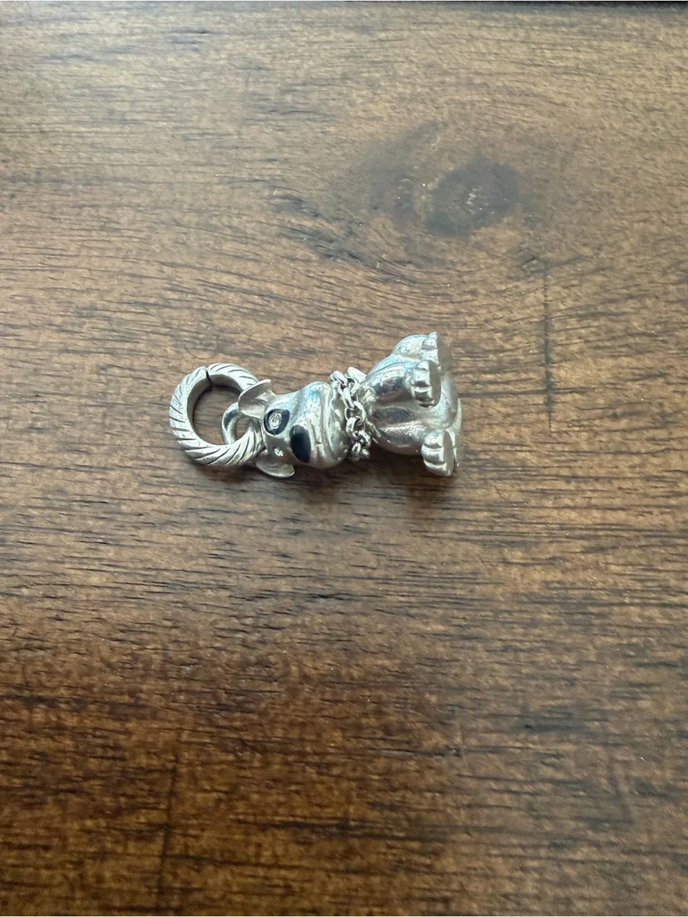 Brighton Jewelry Silver Tone DOG Black Hair Eye Charm Pendant Vintage